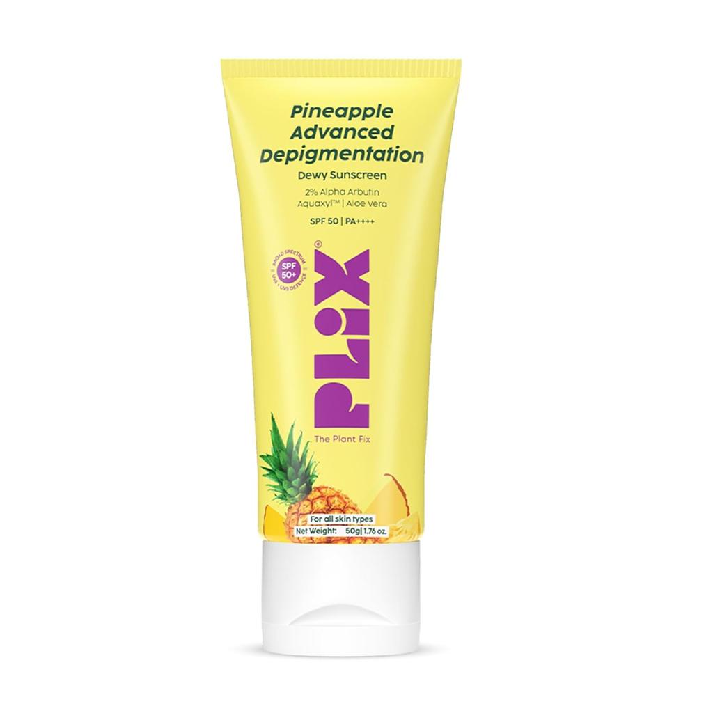 PLIX The Plant Fix Pineapple Dewy Sunscreen SPF 50 PA++++ For Dark Spots UV Blue Light Defense Hydrating Daily Wear 50 g