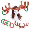 5Pcs/set Blow-Up Inflatable Reindeer Antler Hat 4 Rings Christmas Holiday Game ADM