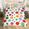 Cute Ladybug Duvet Cover Twin Queen Cartoon Animal Ladybird Insect Bedding Set Kawaii Wildlife Love Heart Print Comforter Cover