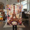Paris Eiffel Tower Print Flannel Blanket, High quality Comfortable for All Seasons, Home Decor, Warmth and Comfort, Perfect for Christmas Gifts98