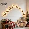Indoor LED Wall Art 12 Pcs Reindeer Decoration, Christmas Glow Silhouette Lights, 3D Light-Up Self Adhesive Festive Lights Wooden Peel And Stick