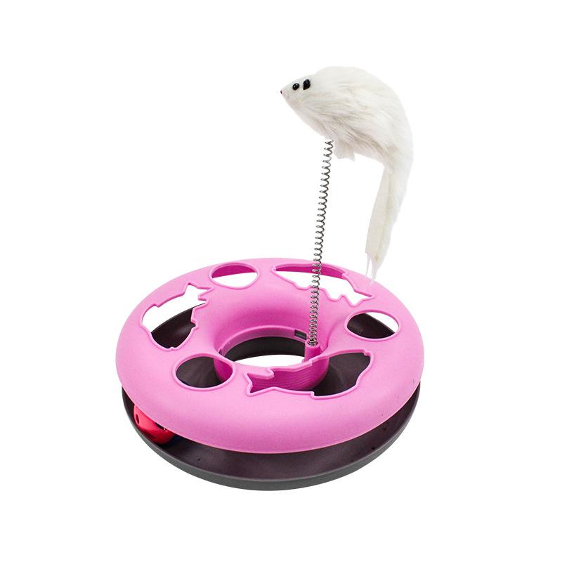 Cat For Funny Indoor Toys Cats Interactive Kitten Toys Roller Tracks With Spring Pet Toy With Exercise Balls Teaser Mouse