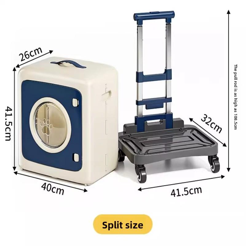 Lightweight Pet Carrier with Wheels Large Capacity Cat Travel Suitcase Space Capsule Dog Crate Multi-Functional Pet Stroller Bag