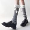 Bowknot Ruffle Socks Furball Foot Cover Women Elastic Knitted Leg Warmers Female