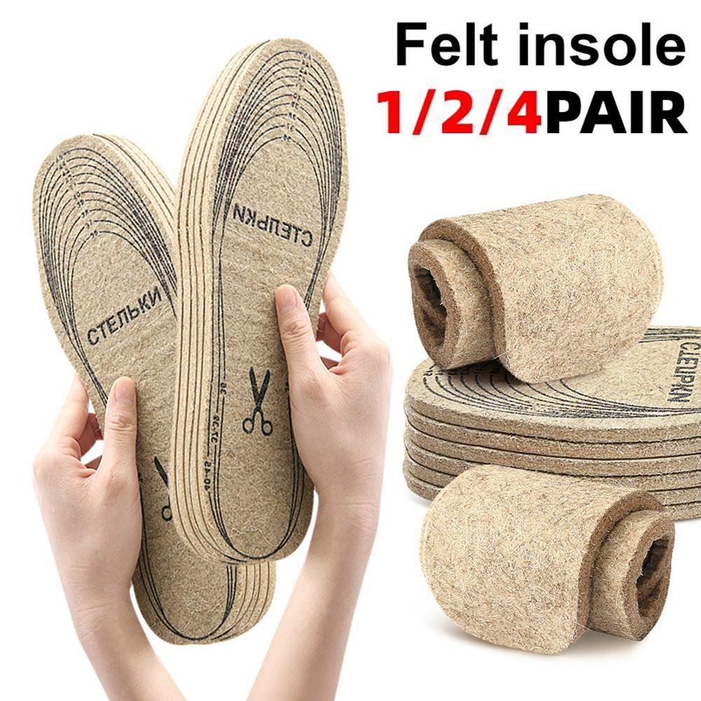 1/2/4 Pairs Soft Plush Wool Felt Insoles Heat Pad Winter Warm Shoes Cushion  Keep Foot Warm
