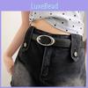 Stylish Women's Pu Adjustable Belt With Retro Moon Buckle For Casual Denim Wear