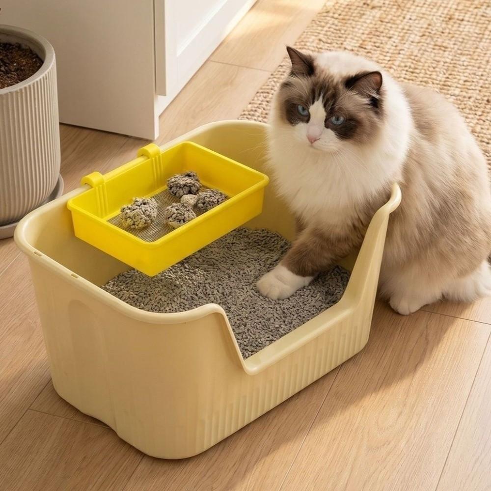 Efficient Pet Litter Filter Tray Plastic Lazy Cat Cleaning Tool Pet Open Litter Box Household