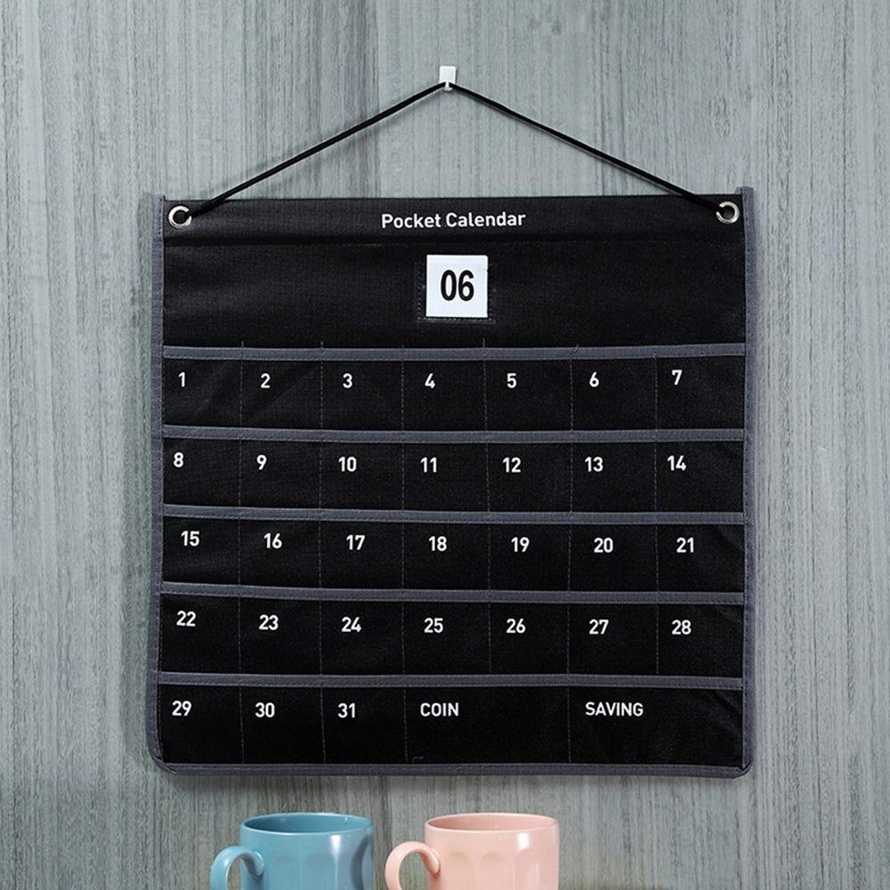 Wall Hanging Monthly Money-saving Calendar Nonwoven Fabric Hanging Bag with Calendar Home Office