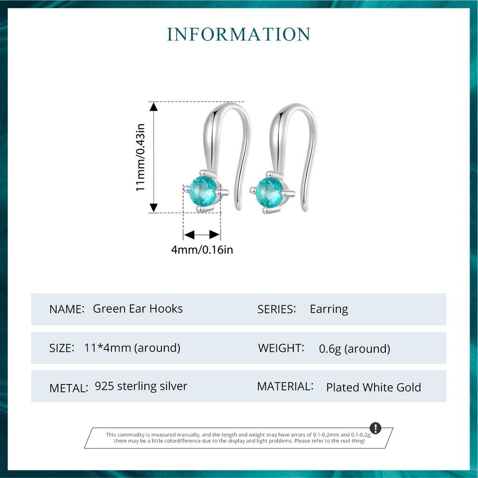 WOSTU Оригинальные ушные крючки из стерлингового серебра 925 пробы с зеленой звездой, пряжки для ушей с нано-камнем, ювелирные украшения для женщин, роскошный подарок для вечеринки