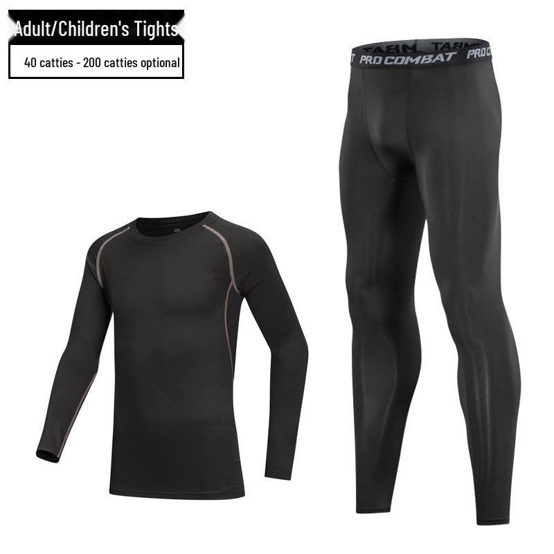 Плюшевые детские баскетбольные и футбольные быстросохнущие тренировочные костюмы для мальчиков - осенне-зимние спортивные тайтсы и базовые топы