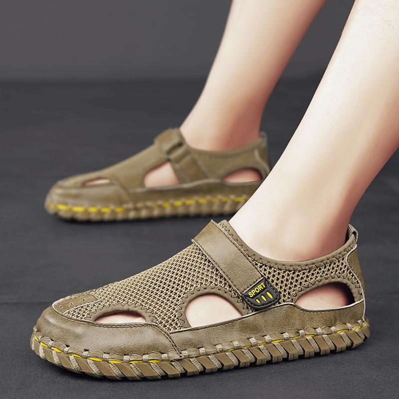 Модные мужские роскошные сандалии, мужская удобная прогулочная обувь, универсальные мужские мокасины с открытым носком, пляжные мужские удобные сандалии