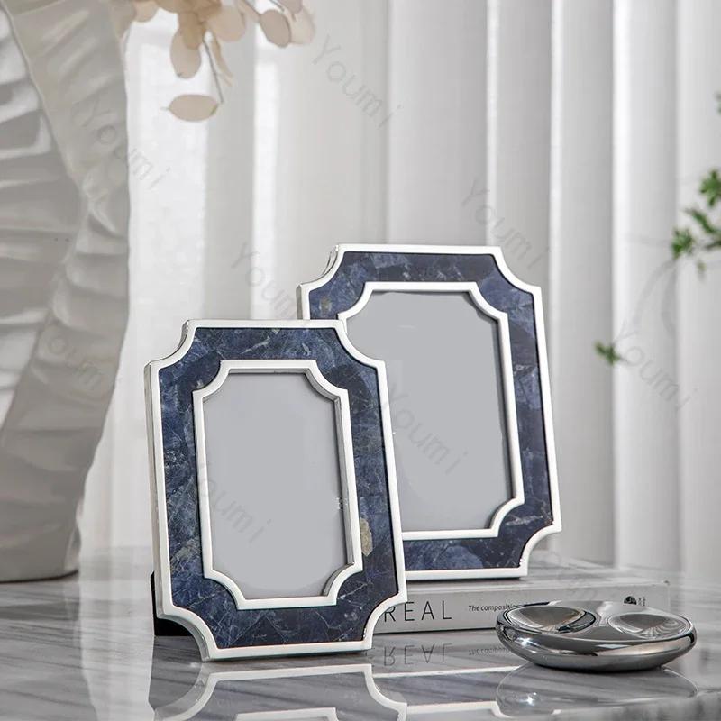 Рамки для картин из изумрудного мрамора, легкие роскошные украшения для спальни, цветные мраморные рамки для фотографий, современные рамки для фотографий для свадебных фотографий для дома