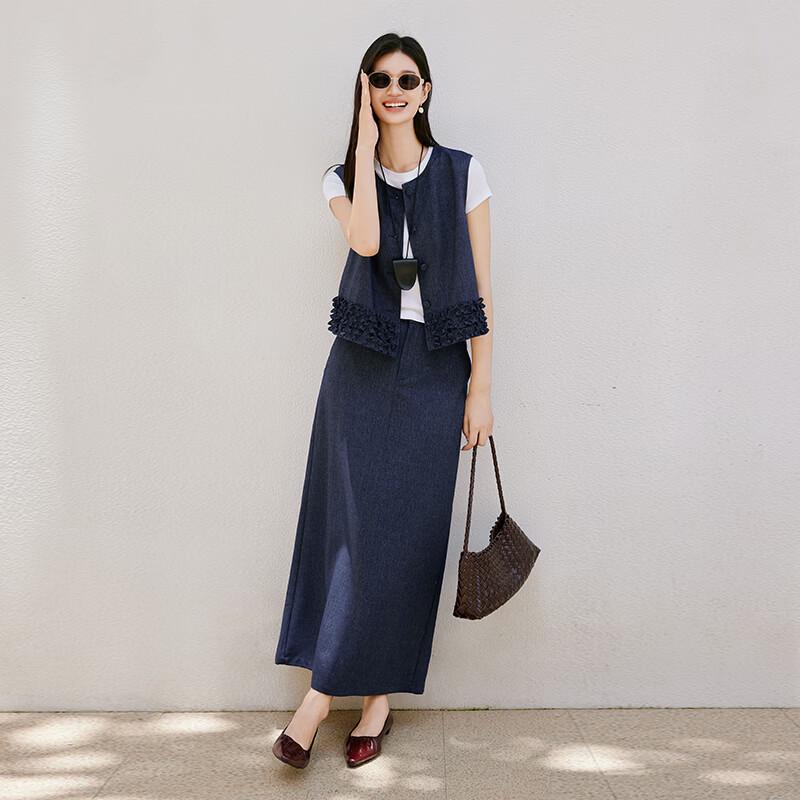 Комплект: жилет в французском стиле и юбка из искусственного денима Xiangying