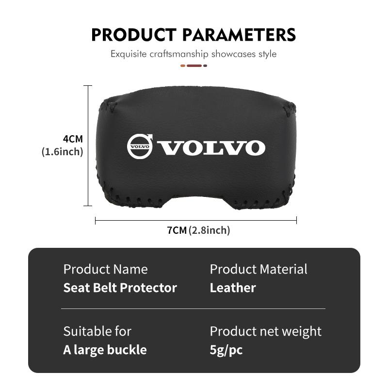 For Volvo 2pcs Leather Car Seat Belt Protective Buckle Anti-Scratch Cover S60 S80 S90 C30 XC40 XC60 XC70 XC90 V40 V60 V90 T6