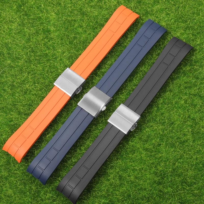 Arc Mouth Rubber Watch Band For Citizen Air Eagle / Mido Helmsman M005 Sao Orange Men's Black Blue Watch Strap 23mm 22mm
