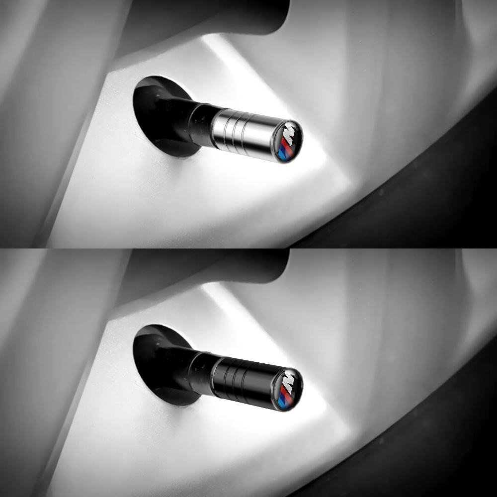 AAAPD1 4Pcs Metal Car Wheel Tire Valve Stem Cap Auto Air Stem Cover Accessories For Bmw Performance M E46 E90 E60 F30 F10 E36 G20 X2 X5