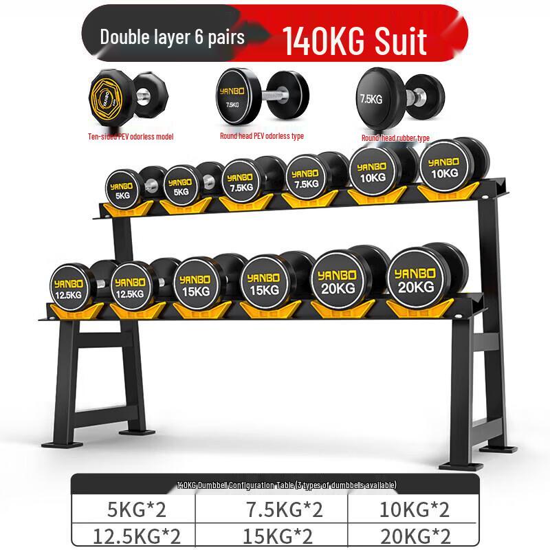 140kg Dumbbell Set with Double Layer Rack