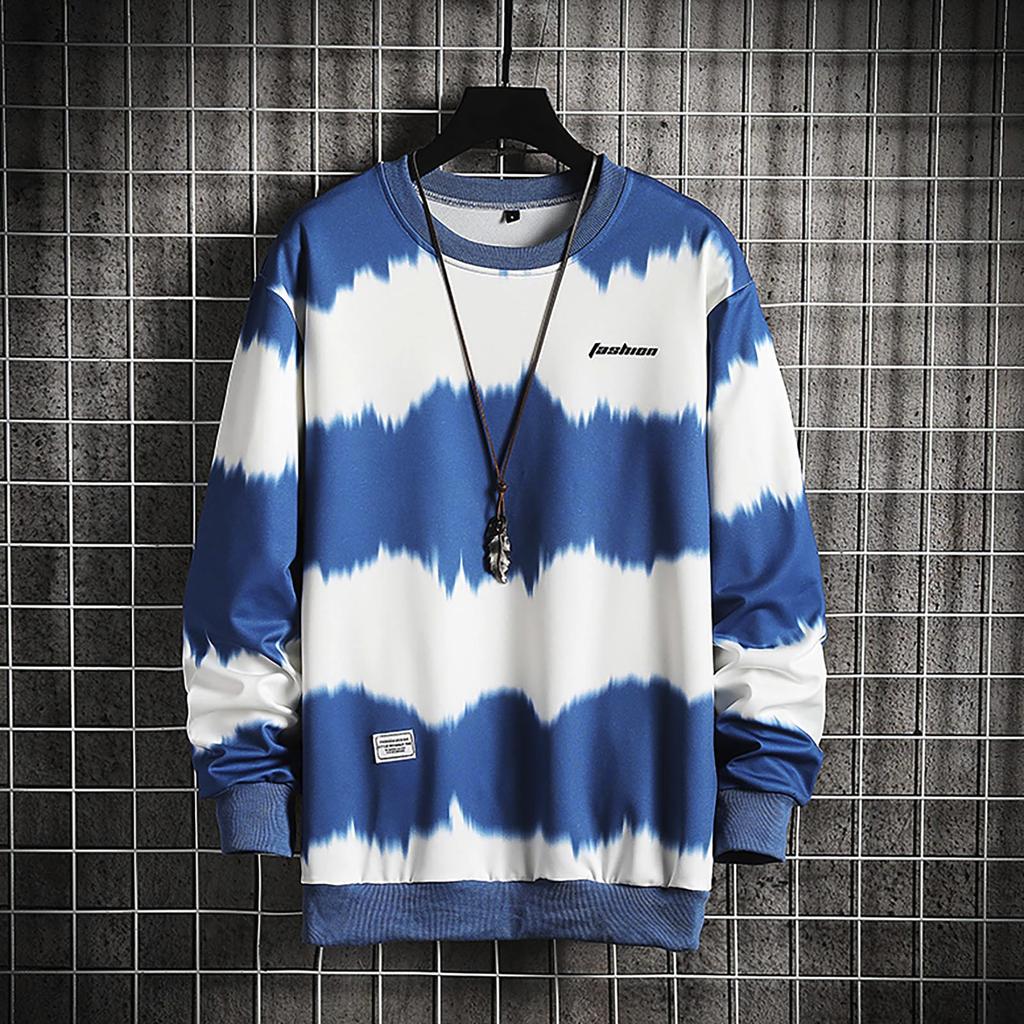 Мужская новая полосатая блузка повседневная модная с длинным рукавом топ рубашка пуловер