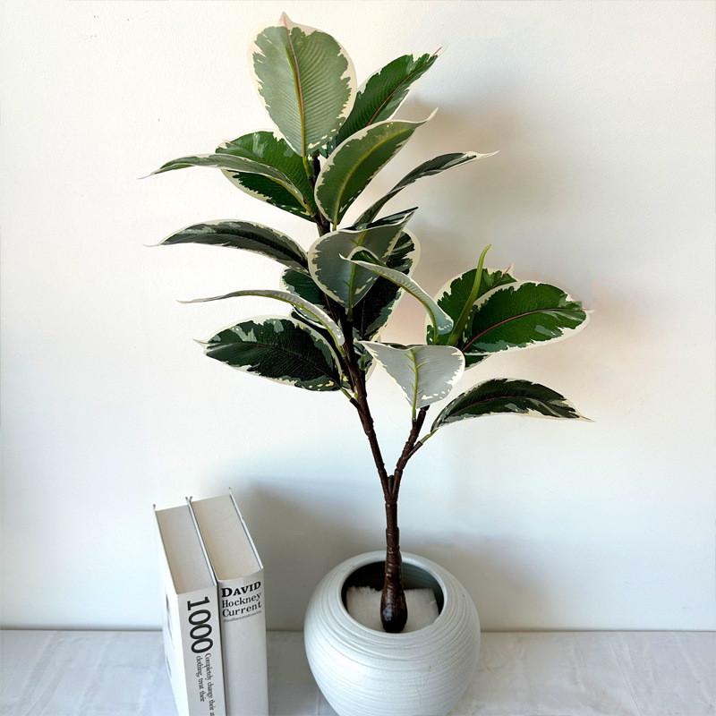 Artificial Hevea Brasiliensis Leaf With Lush Foliage For Photography Decor Prop