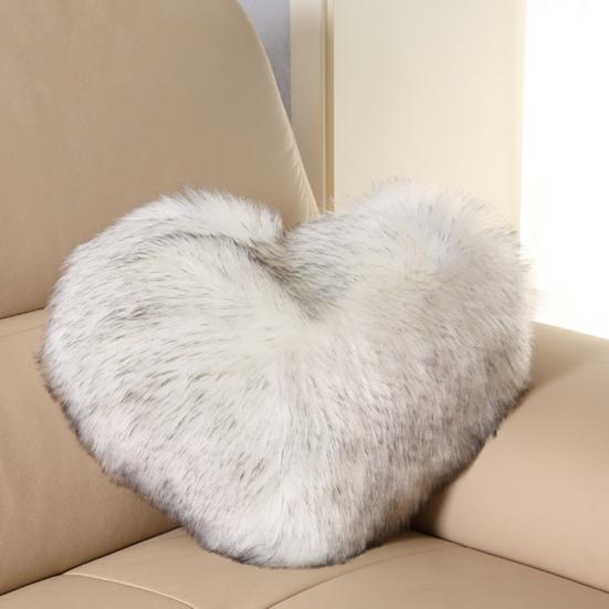 Декоративная подушка, нечеткая длинная подушка из искусственного меха в форме сердца, пушистый диван, украшение для спальни, подушка для поясничной спины, товары для дома