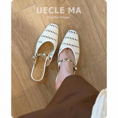 Овчина~ женские полутапочки для улицы с юбкой, сумкой и открытым носком, дышащие, ленивые мюли на одном педале