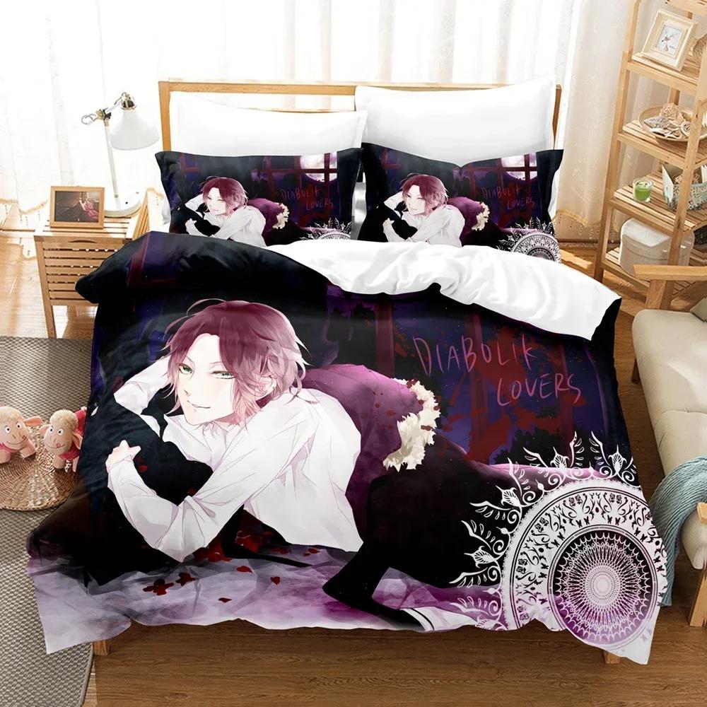 Аниме Diabolik Lovers Комплект постельного белья 3D-печать Подходит для спальни Мягкий с мягкой тканью Комплект пододеяльника С наволочками Дети Дети Домашний текстиль