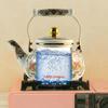 Цветочный эмалированный чайник Винтажный золотисто-бежевый чайник Красочный бохо Чайник для горячей воды Кофейник 2,5 л Фарфоровый чайник с керамической ручкой для плиты