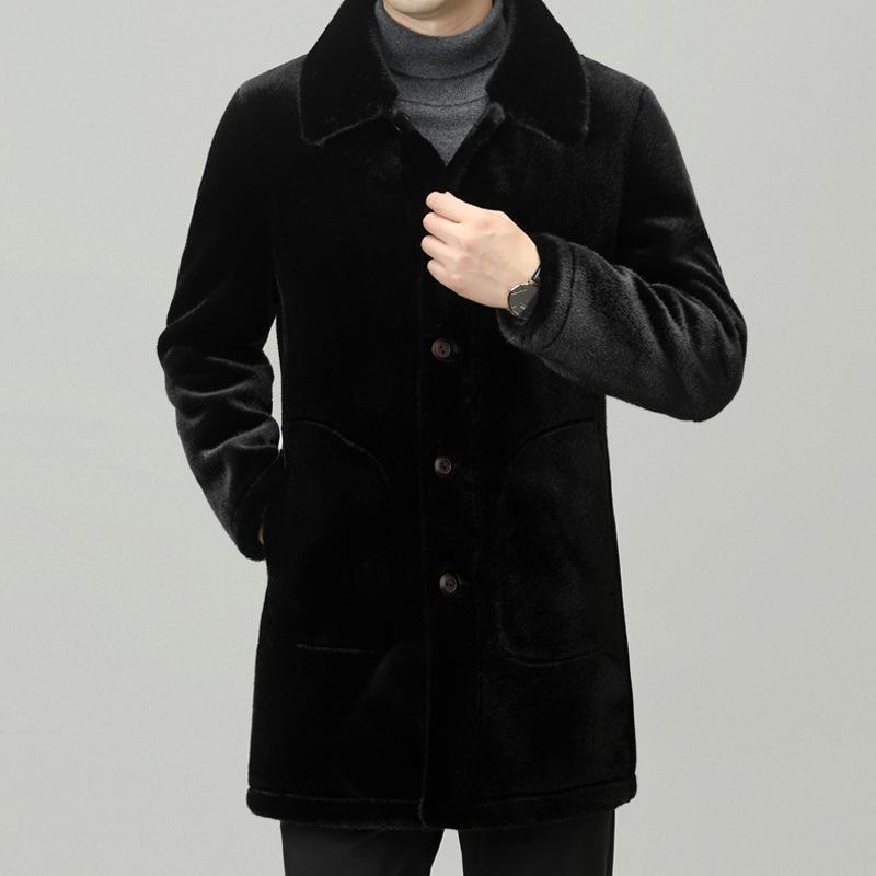 Мужская новая зимняя шуба из золотистой норки средней длины, деловая повседневная ветровка, однотонное двустороннее пальто