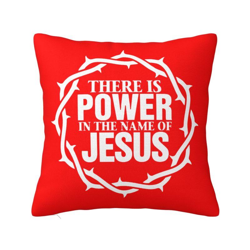 Power In The Name Of Jesus Throw Pillow Case Bedroom Decoration Christian Faith Cushions Cover For Sofa Polyester Pillowcase