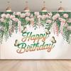 2D Pink Rose Butterfly Happy Birthday Backdrop Floral Photography Background