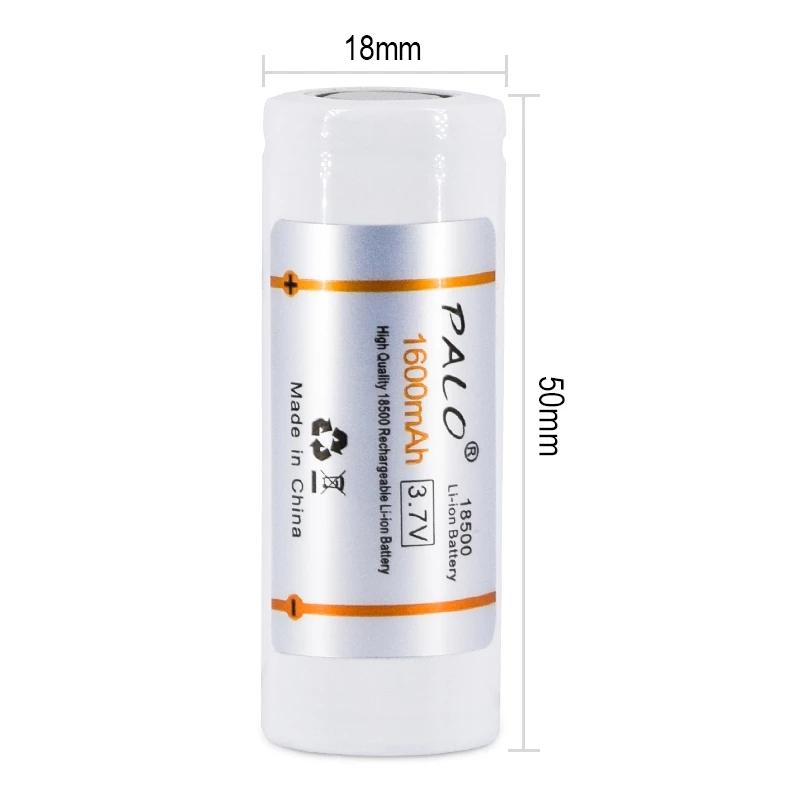 PALO 3.7V 18500 Li-ion Rechargeable Battery 18500 1600mAh 3.7V Lithium 18500 Li-ion Batteries for LED Flashlight