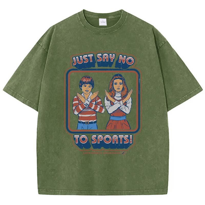 Просто скажи «нет» спорту, забавный принт, женская футболка с потертостями, уличная хип-хоп одежда, модная свободная футболка с потертостями