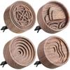 Teenyyou 4 Pcs Wooden Essential Oil Diffuser Car Aromatherapy Passive Diffuser with Vent Clip Walnut Wood Round Air Freshener Winter Gifts for Home