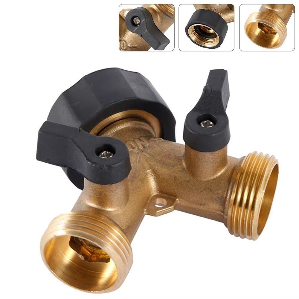 Brass Garden Hose Splitter Heavy Duty Quick Connector Single Turn Water Pipe Adapter Garden