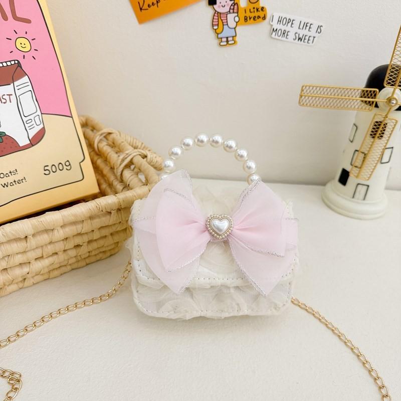 Pvc Fashionable Chain Bag For Children With Adorable Bowknot And Lining Breathable