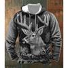 Men's Vintage Hoodie 3D Deer Hunting Graphic Hooded Sweatshirt For Male Winter Outwear Tops Oversized Daily Casual Steetwear