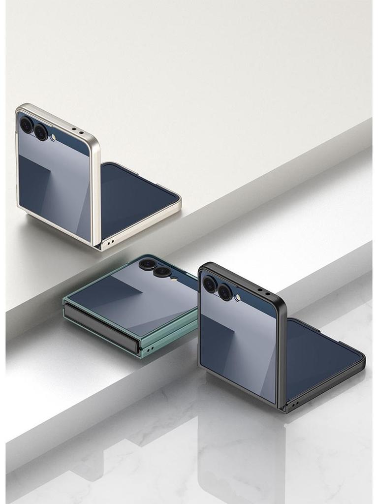 GKK Однотонный противоударный ПК-чехол для Samsung Z Flip7 - Большое окно, Ощущение кожи, Трансграничный, Защита складного экрана