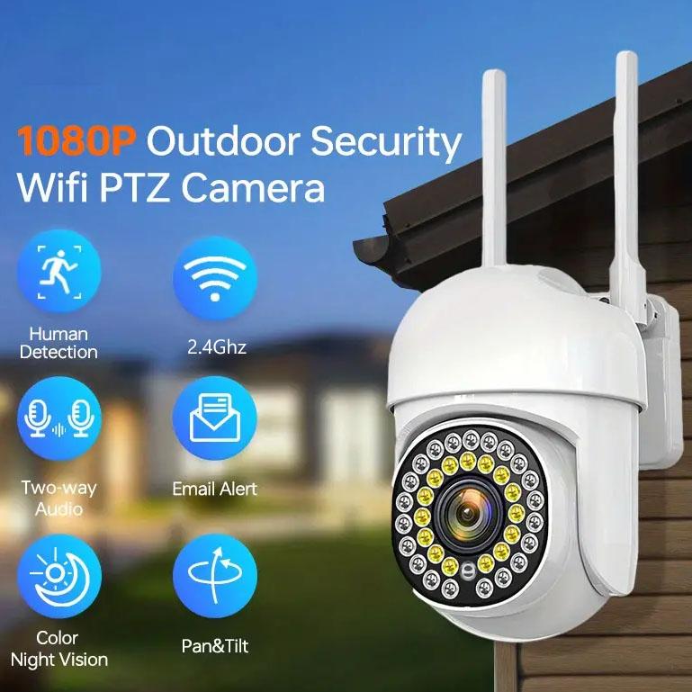 Наружное 1080P Wi-Fi наблюдение, 36 лампочек, PTZ-управление, панорамная IP-камера, полноцветная видеокамера ночного видения, поддержка двусторонней внутренней связи