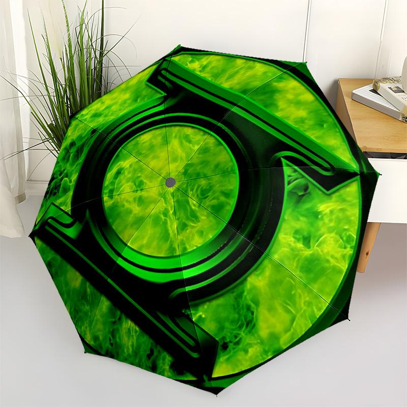 1pc Green Lantern Logo Umbrella - Automatic Open Compact Travel Umbrella with 56-Rib Durable Frame yy251021099