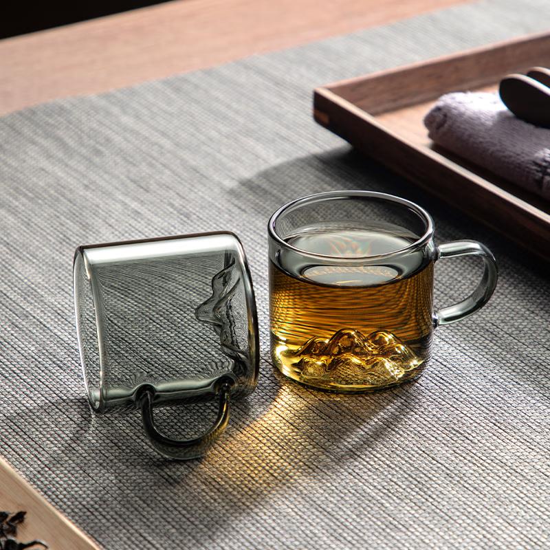 GIANXI Thickened High Temperature Glass Cup High Borosilicate Glass Bottom Guanshan Design With Handle Teacup Kung Fu Tea Set