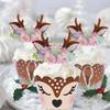 24set with Cupcake Antlers Topper Christmas Elk Cupcake Wrapper Cupcake Decorating Tool  Baby Shower