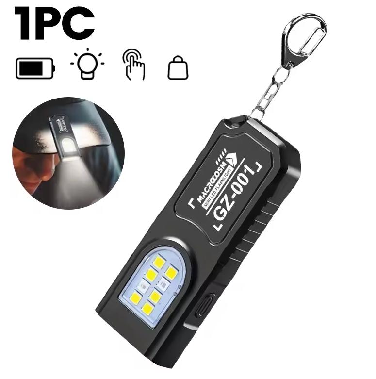 LED Keychain Flashlight Type C Rechargeable 550LM Portable Mini Torch Pocket Lantern Flood Work Light With Magnet For Emergency