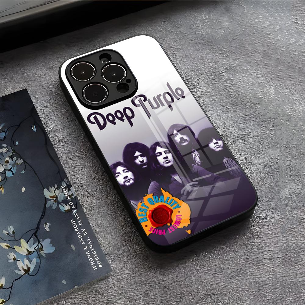 Чехол для телефона Band D-Deep P-Purple для IPhone 17 Air 16 E Pro Max 15 14 13 Mini 12 Pro 11 Max Plus Черная стеклянная крышка