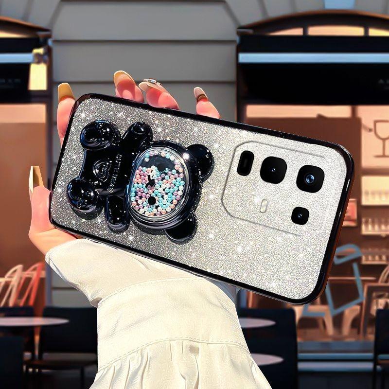 Чехол для infinix Note 50S 50X с градиентом, 3D-медведь, складная подставка-крепление, роскошный, тонкий, с покрытием, блестящий, для девочек, для infinix Note 50X 50S, задняя крышка