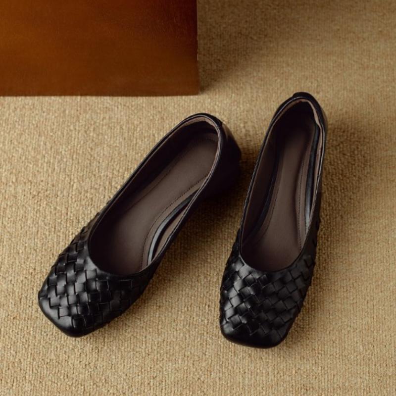 Мода 2024 Весенне-осенний сезон Квадратный носок Низкий каблук Туфли-лодочки Женская обувь Балетки Плоский каблук Лоферы
