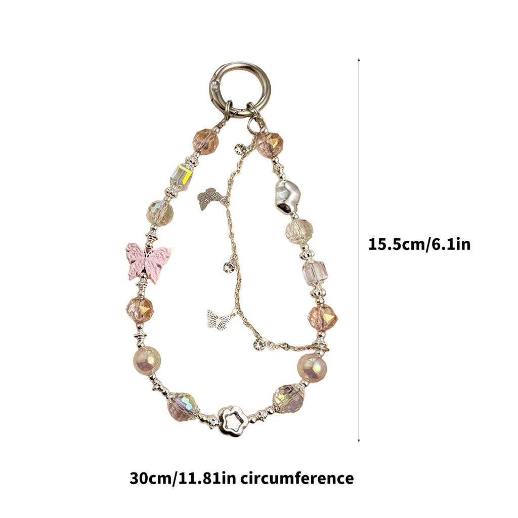 Милый бисерный ремешок для камеры/телефона с подвеской-бабочкой, шнурок, акриловая текстура, подходит для аксессуаров для телефона и сумки