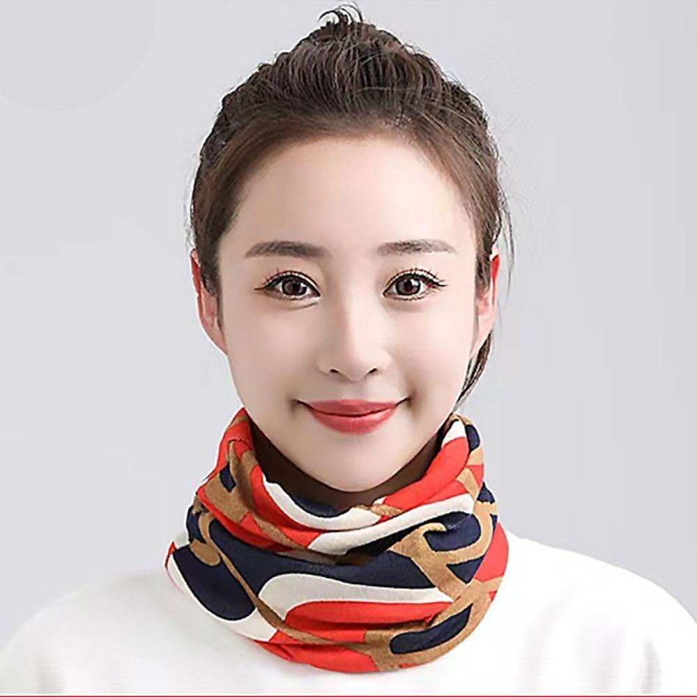 Multi-purpose Women Printed Scarf Casual Warm Face Mask New Twisted Cap