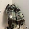 Vintage Warm Winter Cashmere Scarf Mohair Plaid Long Wrap Thickened Soft Thickened Scarves Tass H2X0