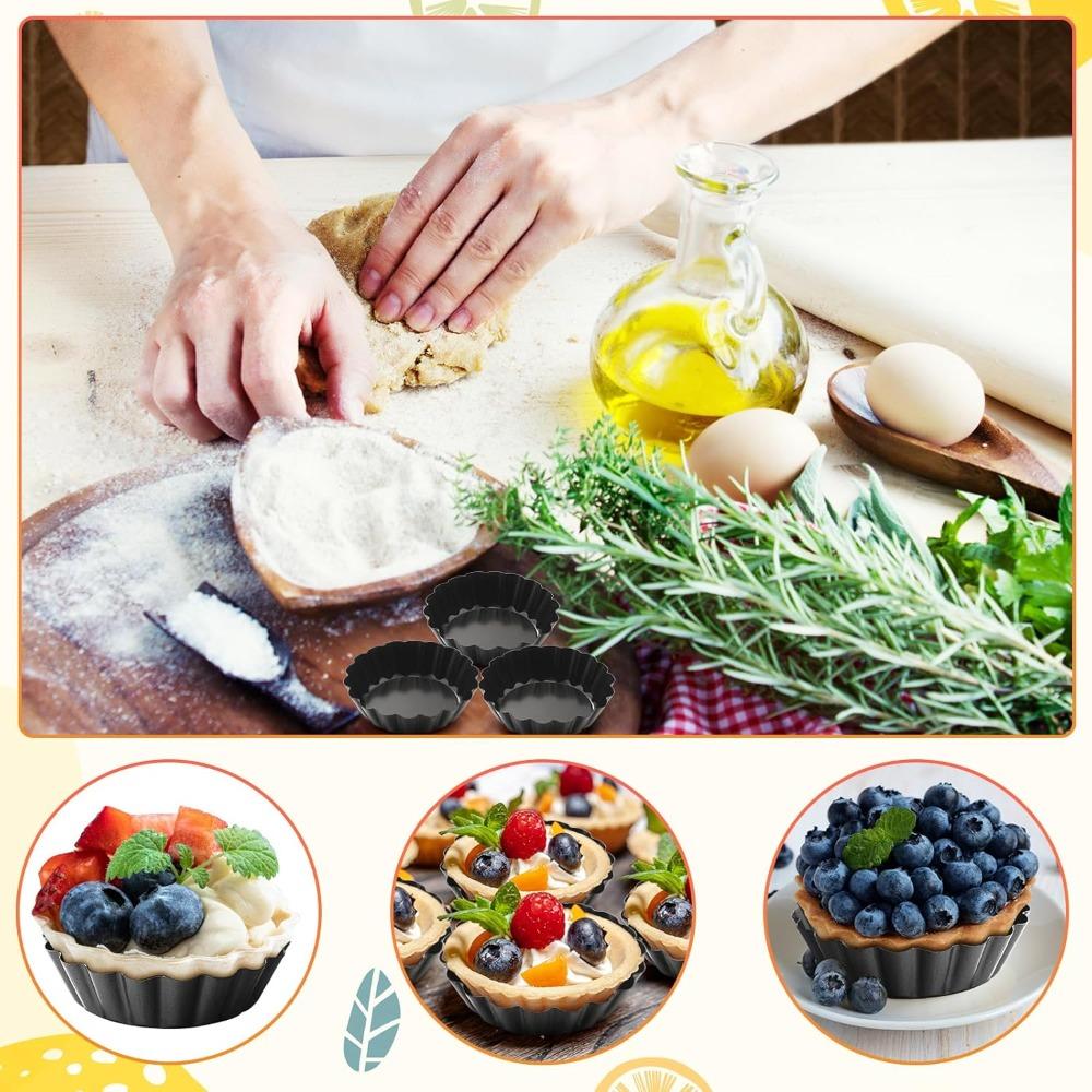 Мини-формочки для тартов 8 см Формочки для яичных тартов со съемным дном Антипригарные маленькие гофрированные формочки для кексов Форма для тартов, киша для пирогов