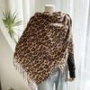 Leopard Print Scarf Women's Autumn and Winter Imitation Cashmere Printing Fringed Shawl European and American Warm Scarf